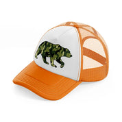 camo bear orange trucker hat