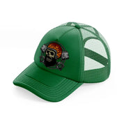 skull fire helmet-green-trucker-hat