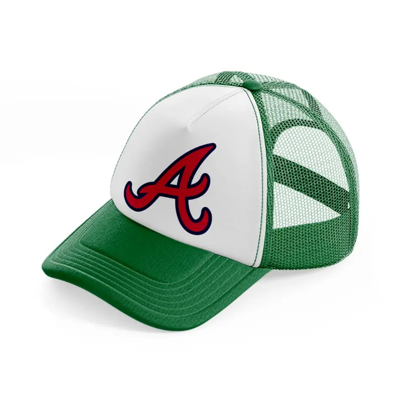 atlanta braves letter-green-and-white-trucker-hat