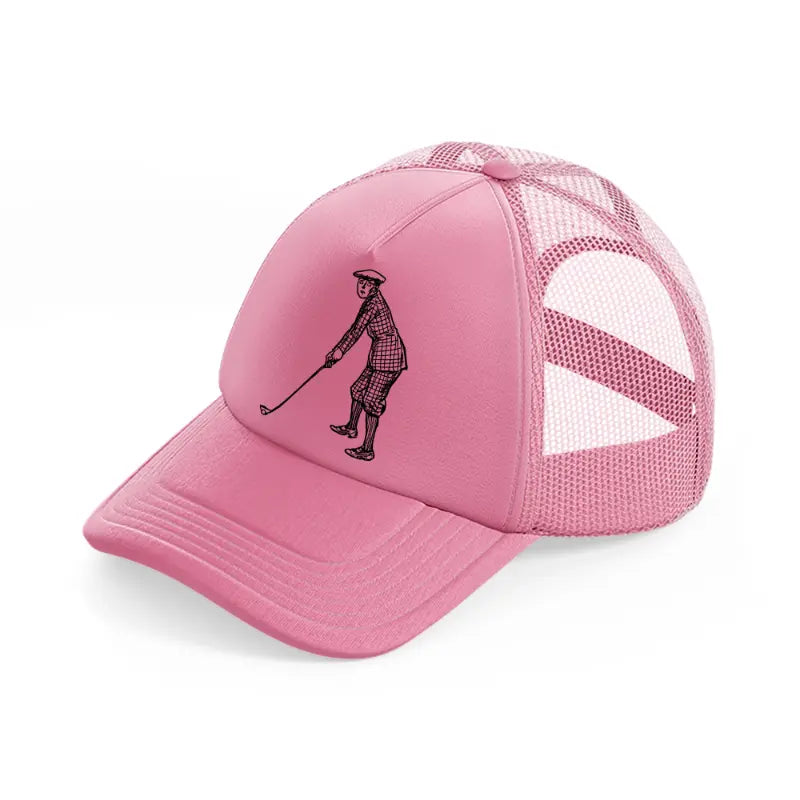confused golfer-pink-trucker-hat