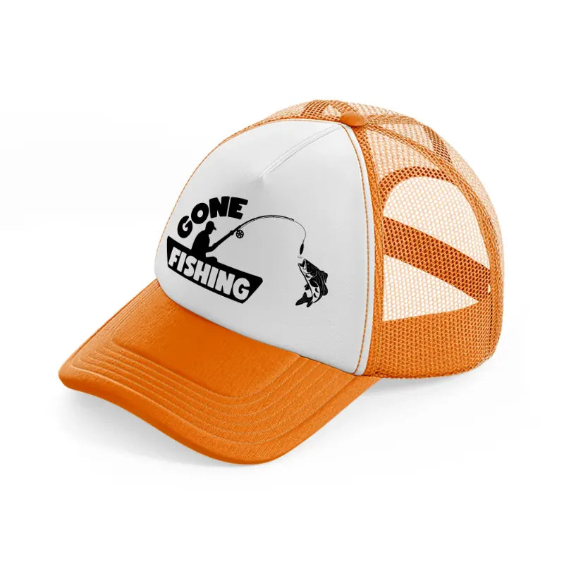 gone fishing boat-orange-trucker-hat