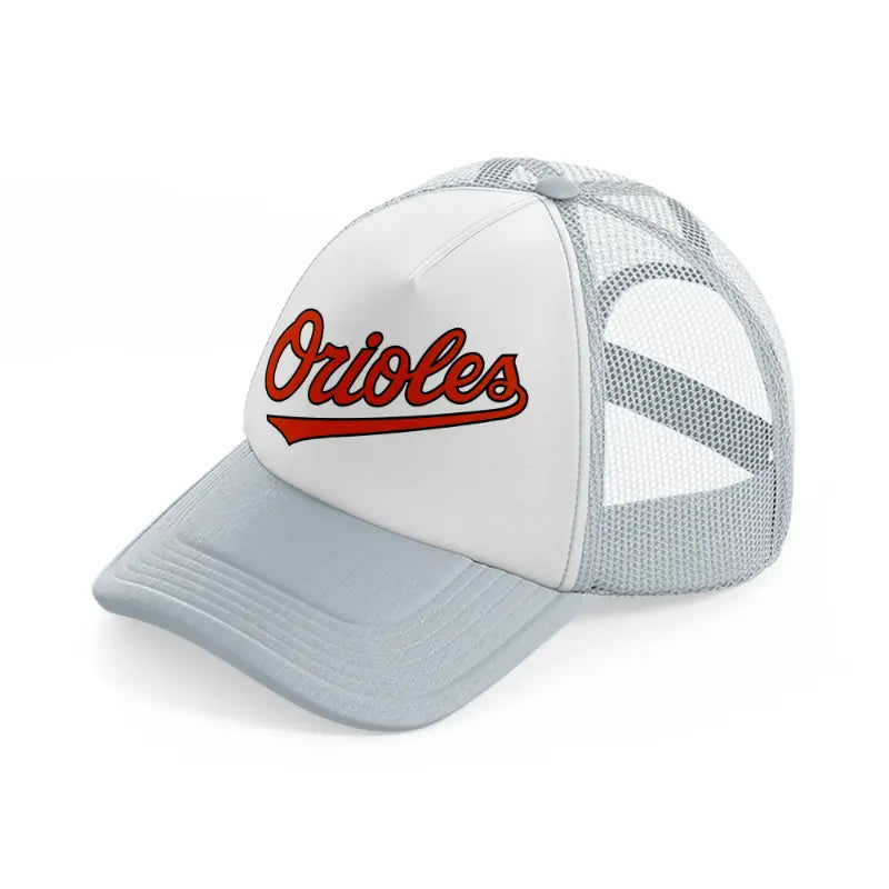 orioles fan grey trucker hat