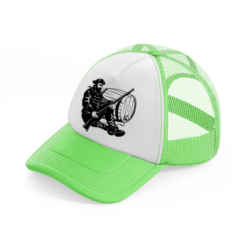 pirate rifle lime green trucker hat