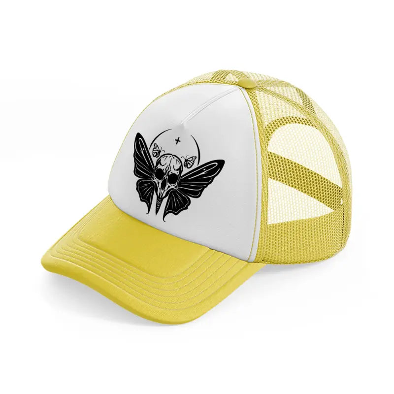 butterfly & skull yellow trucker hat