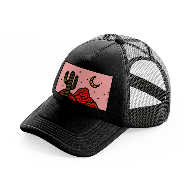 desert cactus-black-trucker-hat