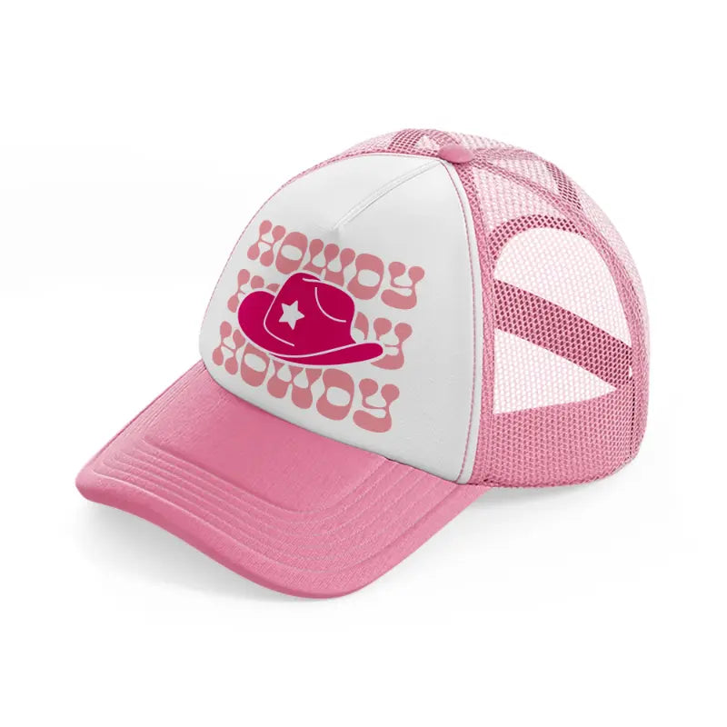 howdy star hat-pink-and-white-trucker-hat