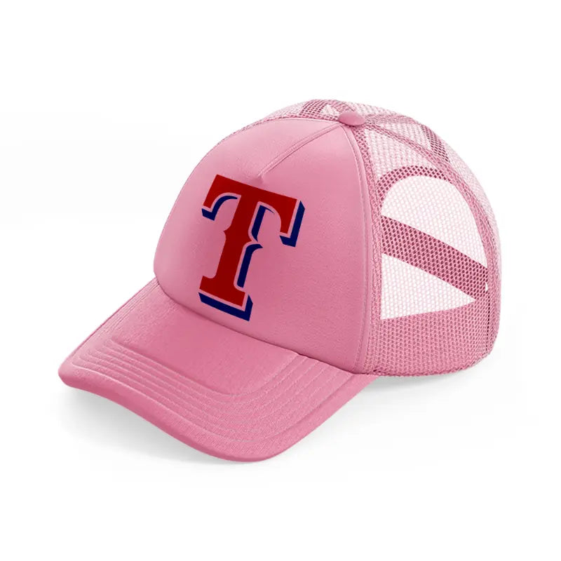 texas rangers emblem-pink-trucker-hat