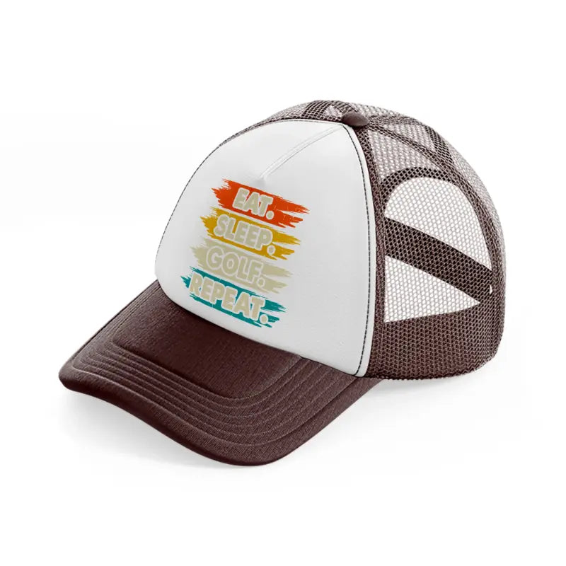 eat sleep golf repeat retro-brown-trucker-hat