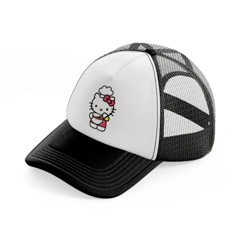 hello kitty baking-black-and-white-trucker-hat