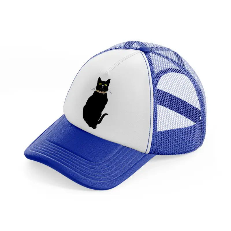 black cat-blue-and-white-trucker-hat