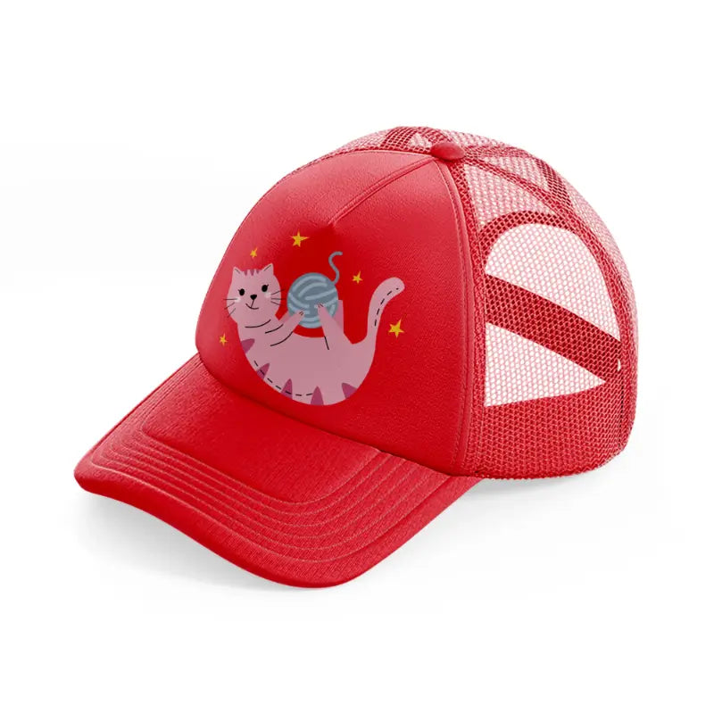 020 yarn ball red trucker hat