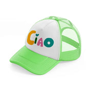 cute ciao lime green trucker hat