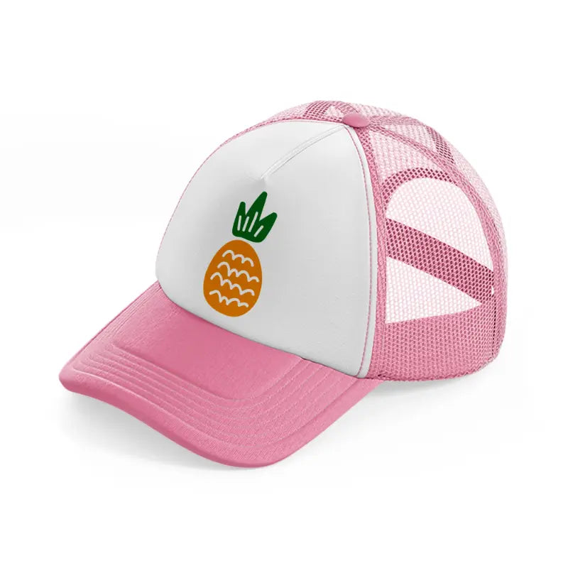 pineapple doodle pink and white trucker hat