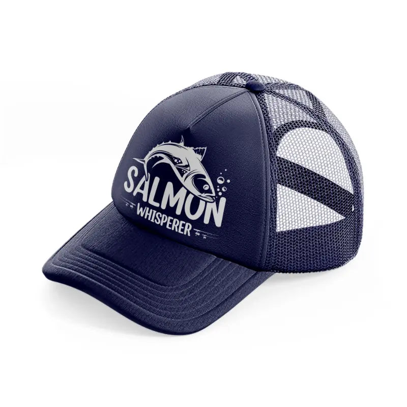 salmon whisper navy blue trucker hat