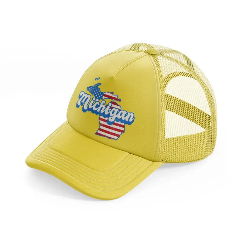 michigan flag-gold-trucker-hat