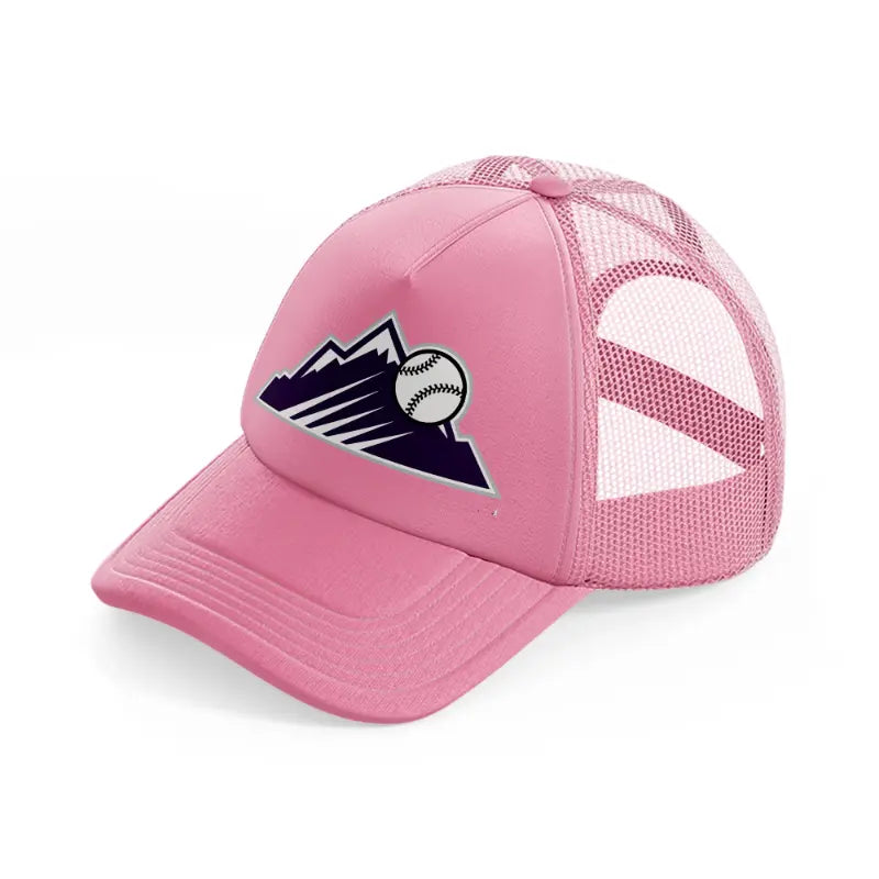colorado rockies emblem-pink-trucker-hat