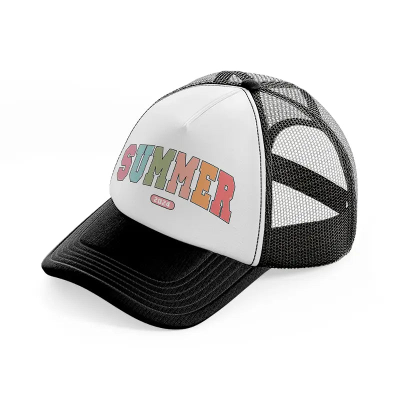 summer 2024 black and white trucker hat