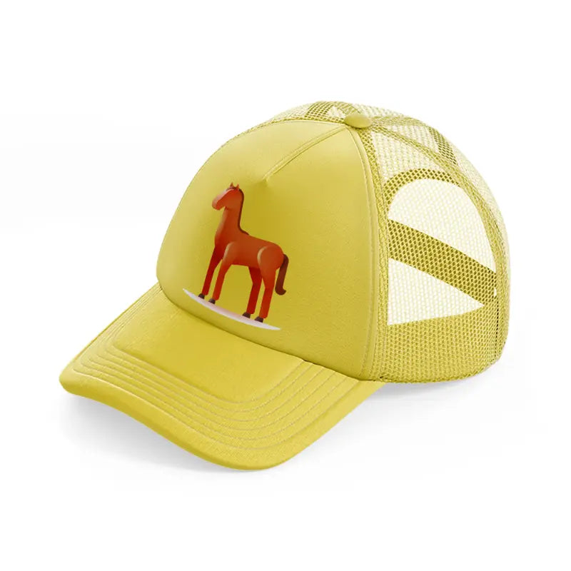 001 horse gold trucker hat