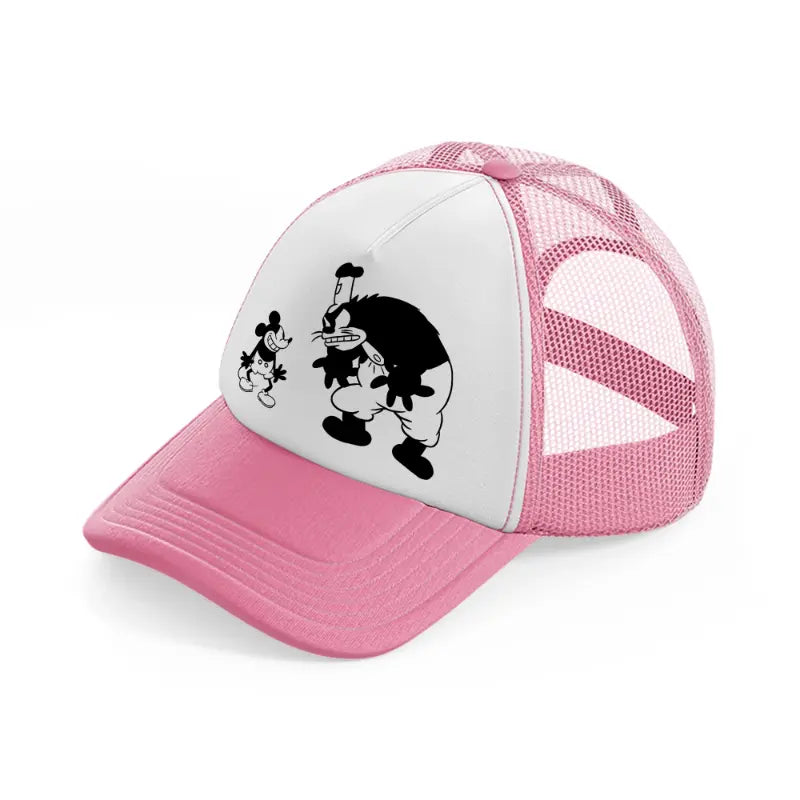 mickey willie smiling-pink-and-white-trucker-hat