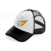 golf ball fire-black-and-white-trucker-hat
