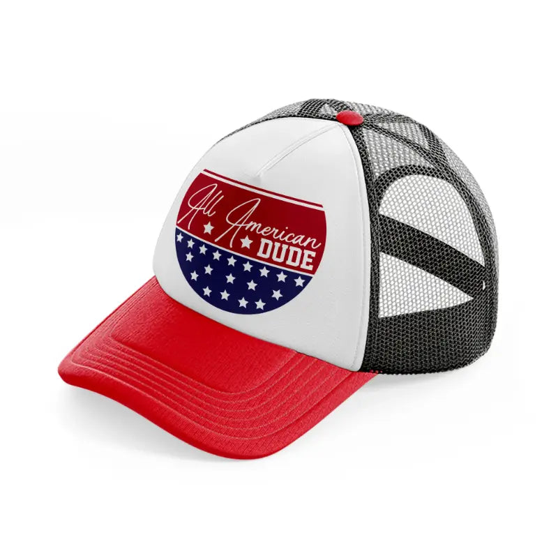 all american dude-01-red-and-black-trucker-hat