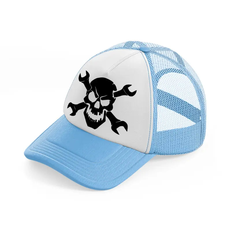 skull head wrenches-sky-blue-trucker-hat