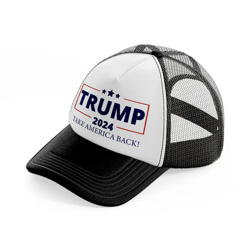 Trump 2024 Take America Back black-and-white Trucker Hat