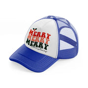 merry christmas-blue-and-white-trucker-hat