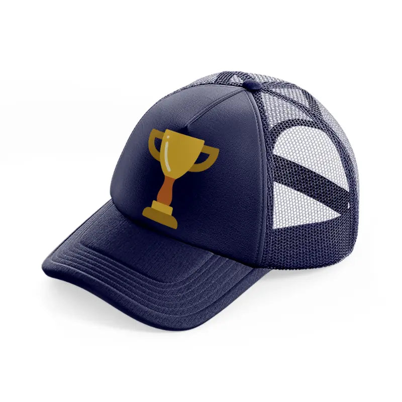 gold trophy-navy-blue-trucker-hat