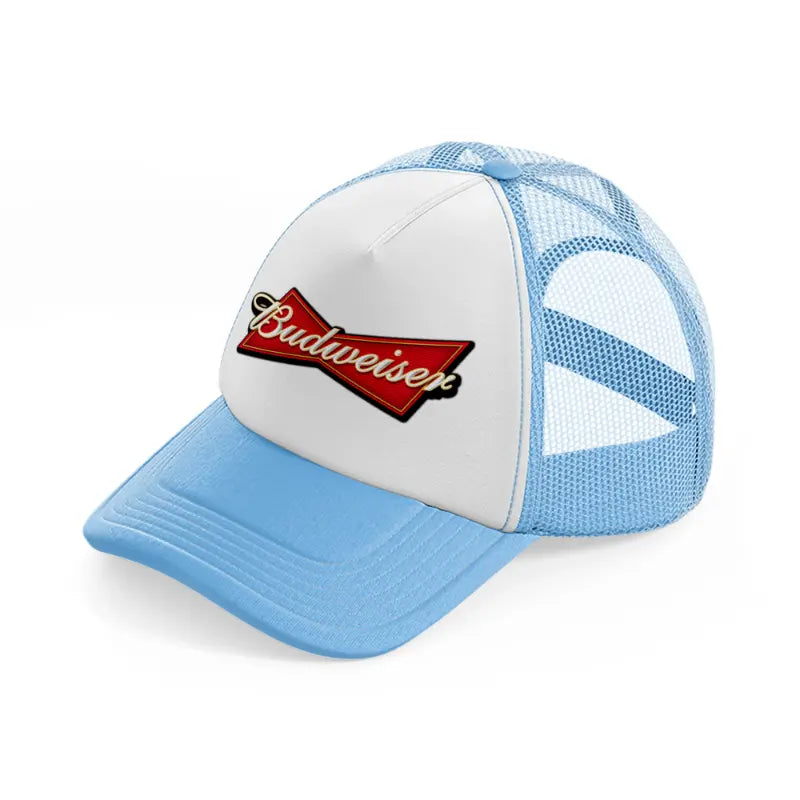 bud logo sky blue trucker hat