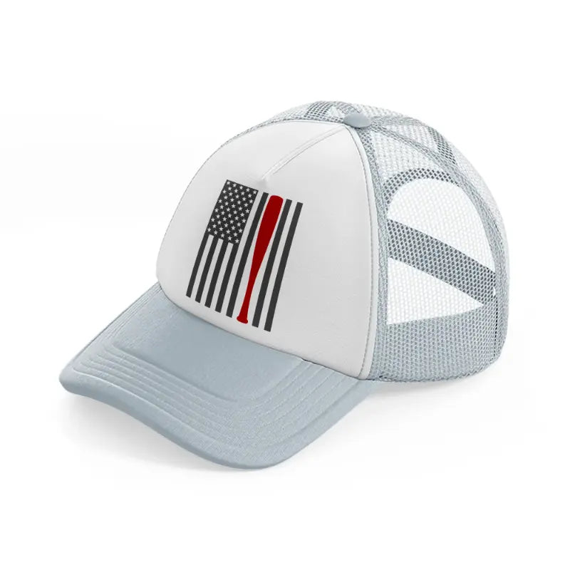 baseball american flag grey grey trucker hat