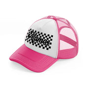 mama checker board-neon-pink-trucker-hat