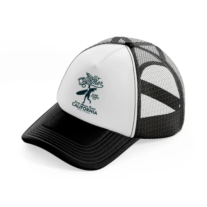 hello summer surf camps 2020-black-and-white-trucker-hat