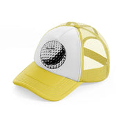 golf ball b&w-yellow-trucker-hat
