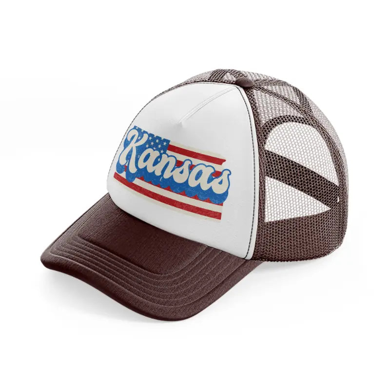 kansas flag brown trucker hat