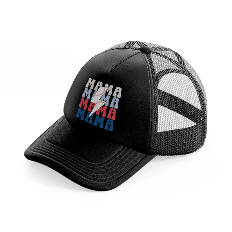 baseball mama mama-black-trucker-hat