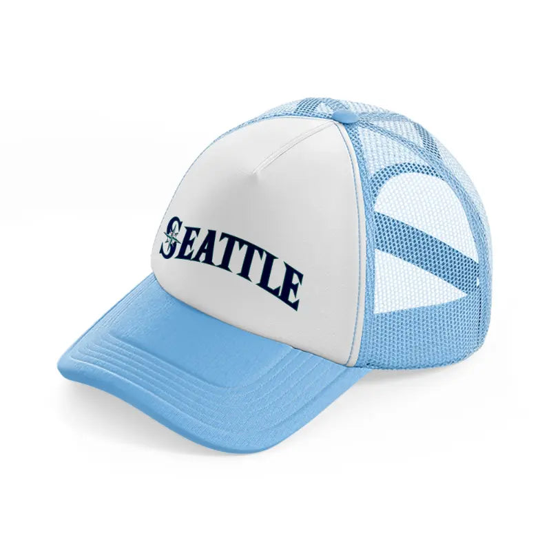 seattle emblem-sky-blue-trucker-hat