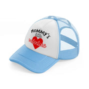 mommy's little valentine sky blue trucker hat