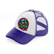 roller skates in circle-purple-trucker-hat