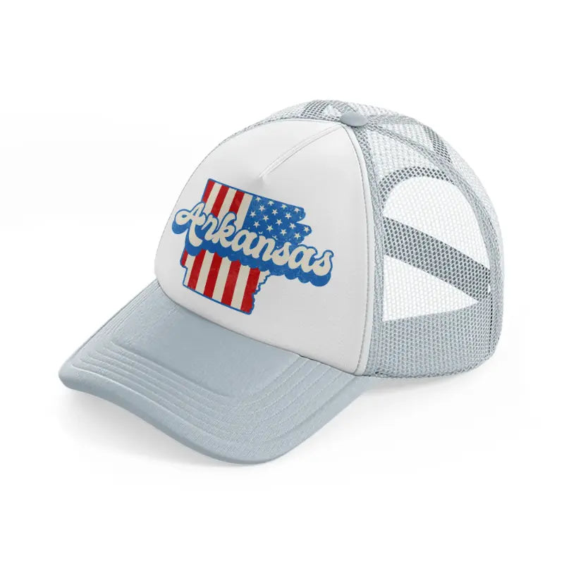 arkansas flag grey trucker hat