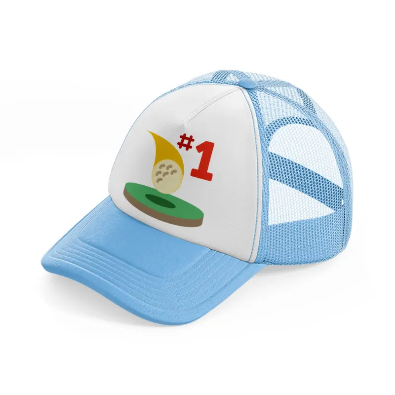 hole in one-sky-blue-trucker-hat