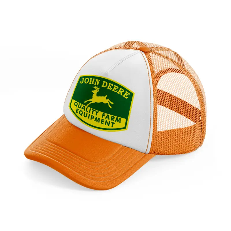 john deere quality farm equipment-orange-trucker-hat