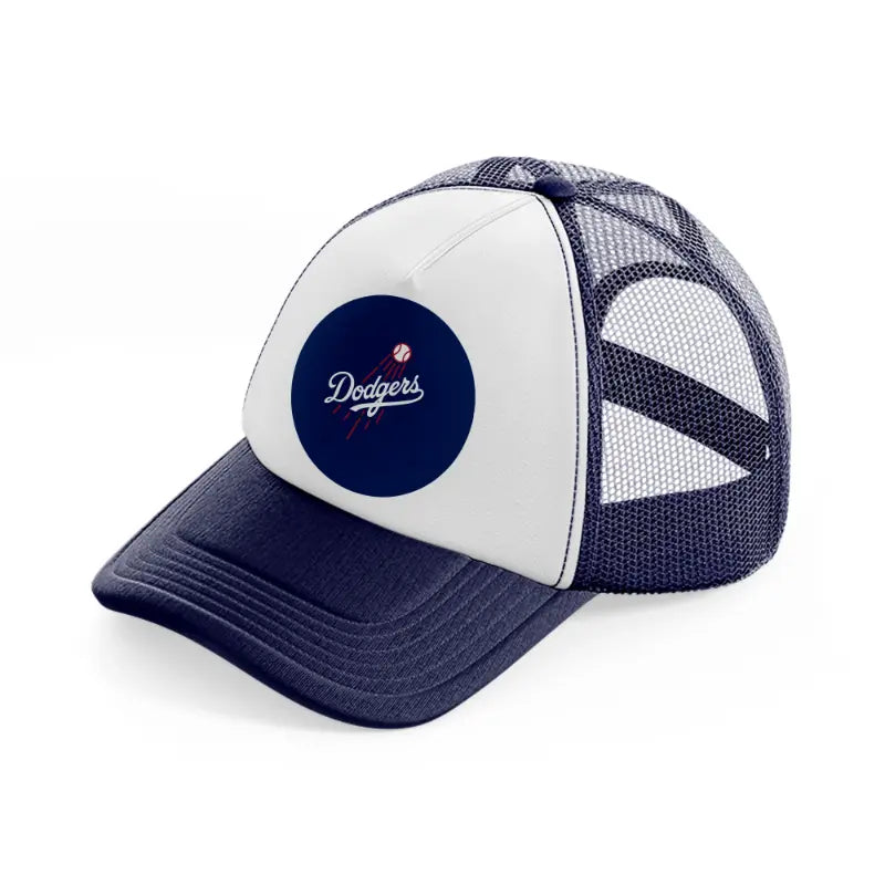 dodgers badge-navy-blue-and-white-trucker-hat