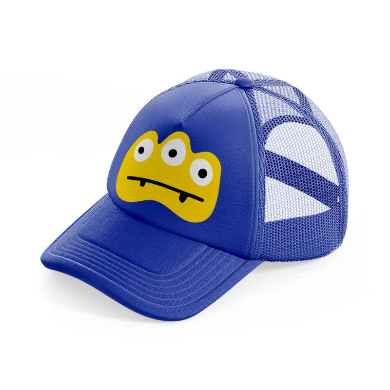 yellow monster-blue-trucker-hat