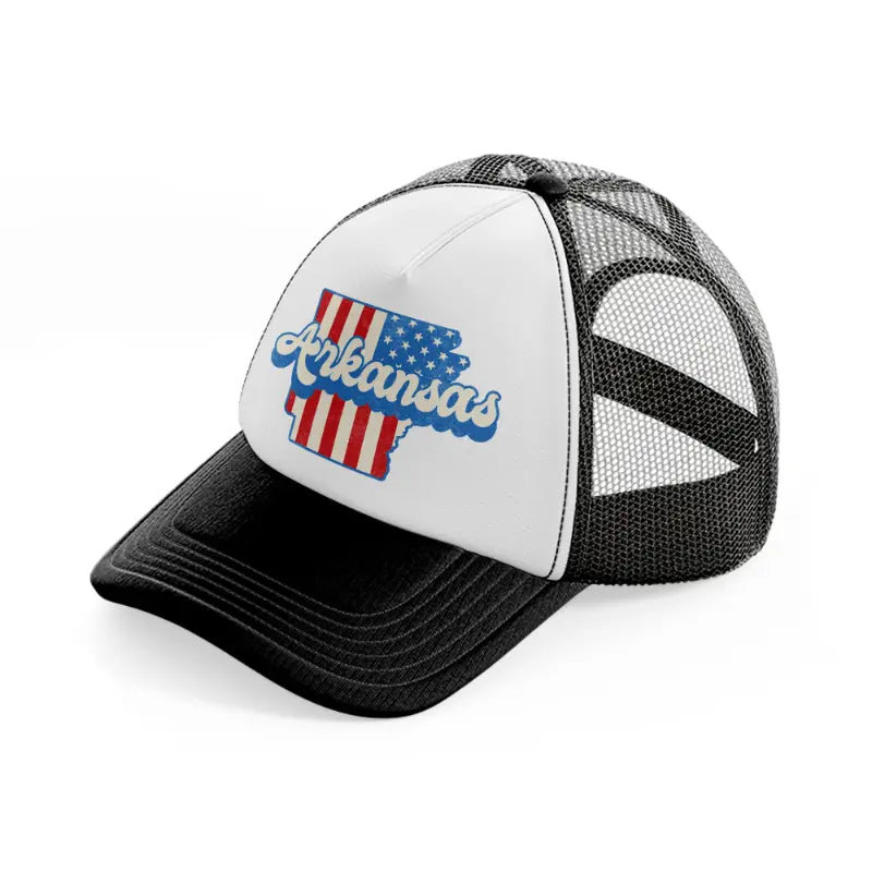 arkansas flag-black-and-white-trucker-hat