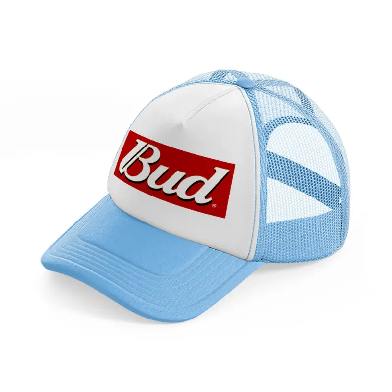 bud sky blue trucker hat