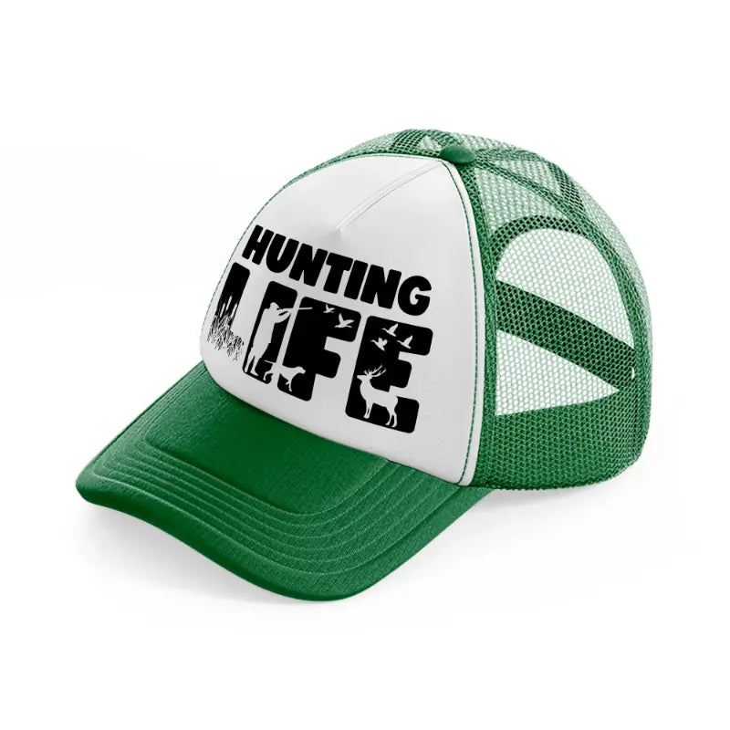 hunting life bold-green-and-white-trucker-hat