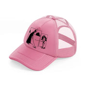 golfer b&w.-pink-trucker-hat