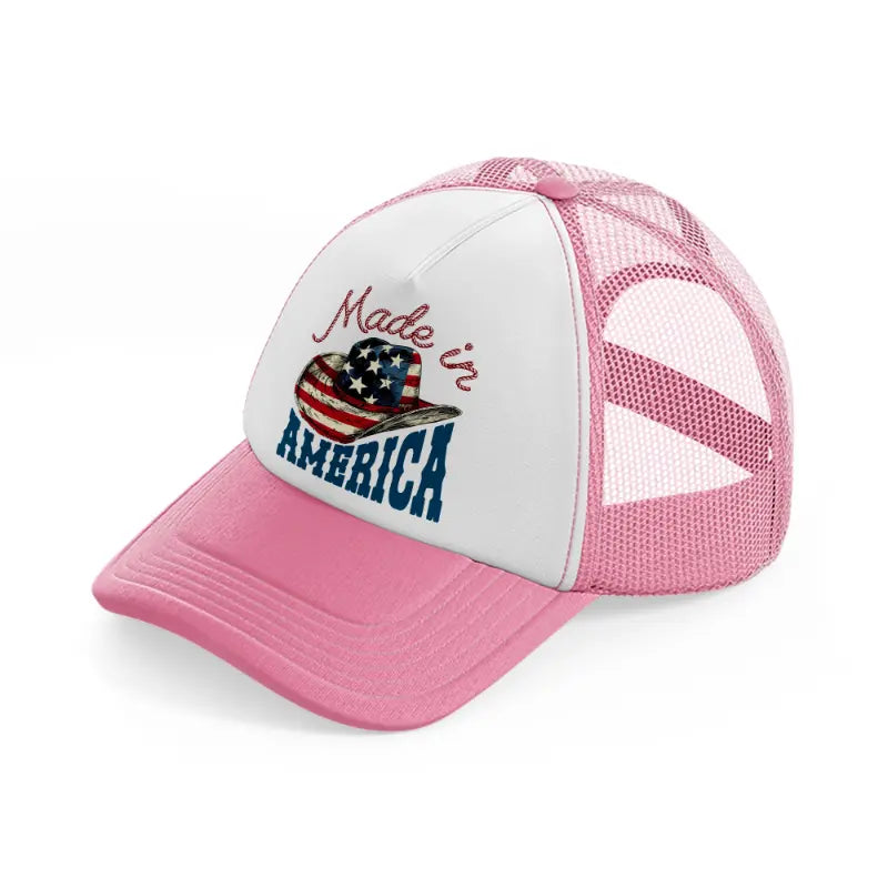 made in america-pink-and-white-trucker-hat