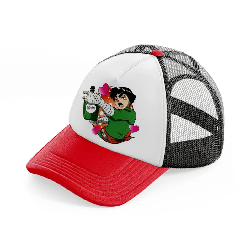 rock lee-red-and-black-trucker-hat